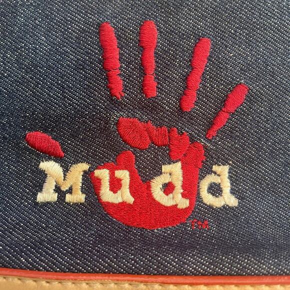 Vintage Mudd Denim Y2K Mini Shoulder Bag Purse Embroidered Handprint Jean 2000s - Picture 2 of 14